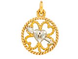 14k two - tone gold heart and arrow pendant
