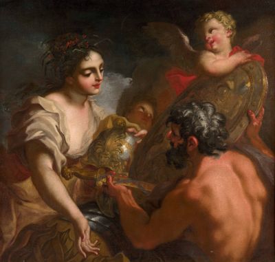 an image of a painting of a woman holding a vase