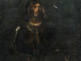 un tableau représentant un homme en armure tenant un couteau