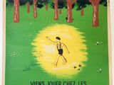 affiche française représentant un homme courant dans une forêt peuplée d'arbres