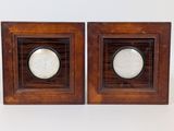 paire de cadres anciens en bois avec incrustations de marbre
