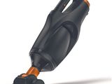 an image of a black and orange corded vacuum cleaner on a white background