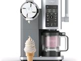 an ice cream cone sitting next to a coffee maker