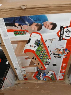 a cardboard box with a picture of a man and a boy on it