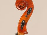 a close up of the back of a violin with a fiddle in the foreground