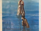 an old movie poster of a man holding a gun in the water
