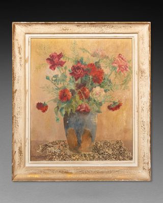 Ecole RUSSE du XXème siècle. Bouquet de fleur Huile sur toil…