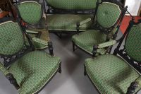 Ensemble de mobilier de salon en bois noirci mouluré et scul… (photo 6)