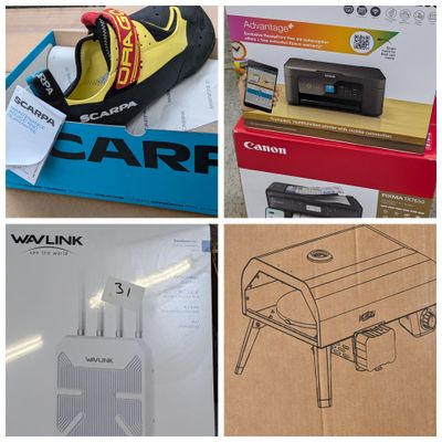 quatre images différentes représentant une boîte sur laquelle est posée une paire de chaussures et une autre boîte sur laquelle est posée une paire de chaussures