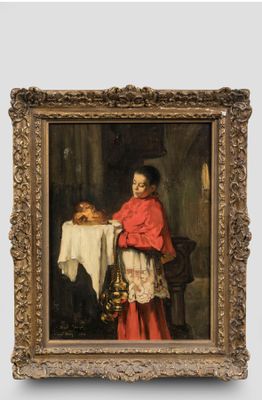 une image représentant un tableau d'une femme tenant un panier de pain
