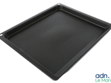 an image of a black plastic tray with a white background