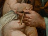 an image of a painting of a man holding a baby in his lap