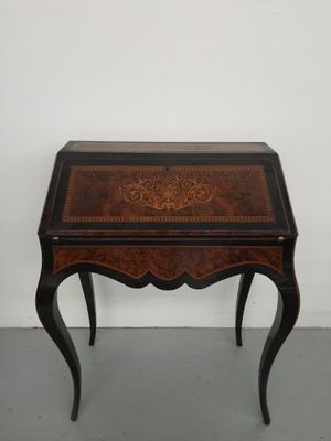 Bureau de pente,  toutes faces, dit dos d'âne en bois de placage noirc - Photo 1