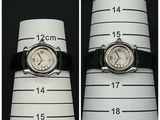 two images of a wrist watch on a white cup