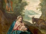 an image of a painting of a woman holding a baby