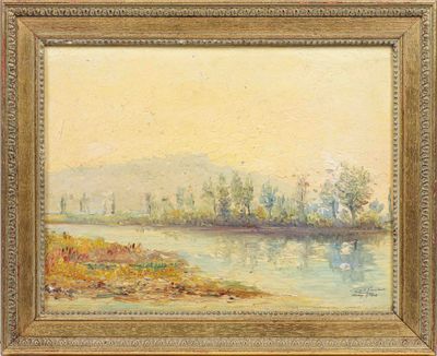 Eugène-Camille LAMBERT (1871-1948) Rivière à Vichy - 1902 Hu…