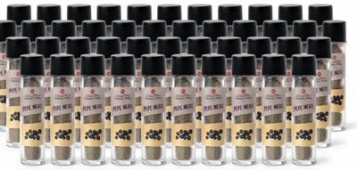 a bunch of bottles filled with different types of spices