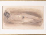 painting of a nude woman laying on her stomach in a gold frame