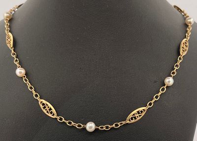 Collier en or jaune 750 millièmes à maille fantaisie alterné…