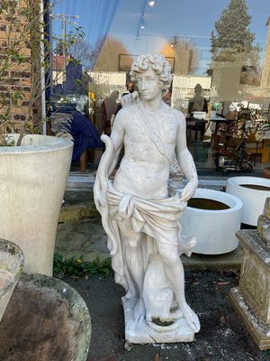 ART DES JARDINS « Chasseur et son chien » Sculpture en pierr…