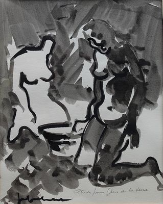 un dessin en noir et blanc d'un homme et d'une femme