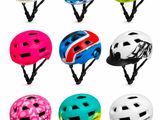 a close up of a group of helmets on a white background