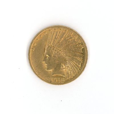 une pièce d'or à l'effigie d'un Indien