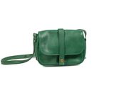 un sac à bandoulière en cuir vert sur fond blanc