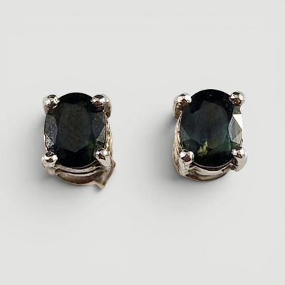 une paire de boucles d'oreilles en diamant noir sur fond blanc