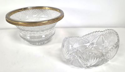 a glass bowl and a glass bowl on a table