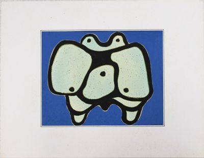 an image of a picture of a blue and white picture of two elephants