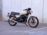 a motorcycle that is parked in a parking lot