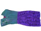 a purple and green dress on a white background