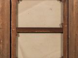 an old picture of a window with a wooden frame on the outside