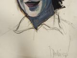 drawing of a woman ' s face with a smile on her face