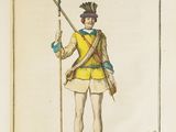 a picture of a man in a yellow uniform holding a sword