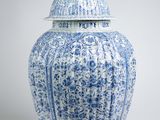 blue and white ginger jar with lid