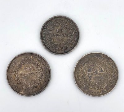 FRANCE : 2 pièces en argent 50 francs Hercule 1974 et 1 pièc… - Photo 1