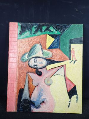 une image représentant un tableau d'une femme portant un chapeau et des lunettes