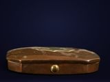 a brown box with a handle on a blue background