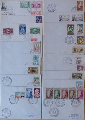 Tunisie : Scotem 1957/1959, beau lot de 18 enveloppes OBL 1e…