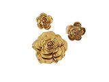 a close up of a bunch of gold flowers on a white background