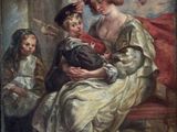 an image of a painting of a woman and two children