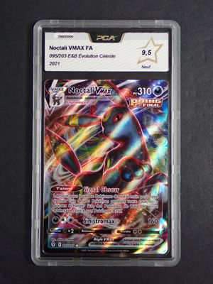 a close up of a card in a plastic case on a table