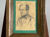 painting of a man in a suit and tie in a wooden frame