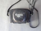 a black camera case with a canon logo on it