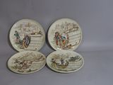 three plates with a picture of a man and a woman on them