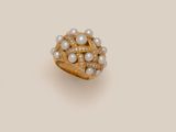 a pearl and diamond ring, by van cleef