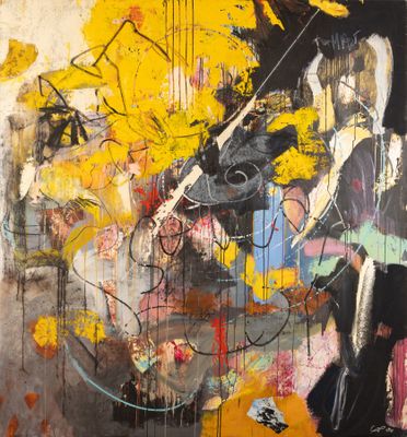an image of a painting of a man with a guitar in a room