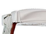 an image of a close up of a watch on a white surface